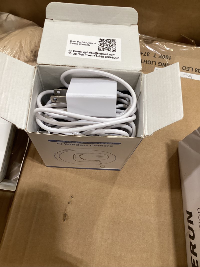 Condition photo showing As Is for 4mp/2k window camera for home security, 2pack no drill 5g&2.4g wifi indoor security cameras, outdoor monitoring thru glass, blacklight color night vision, 24/7 ai human detection, apt. easy mag. mount white 2pack white