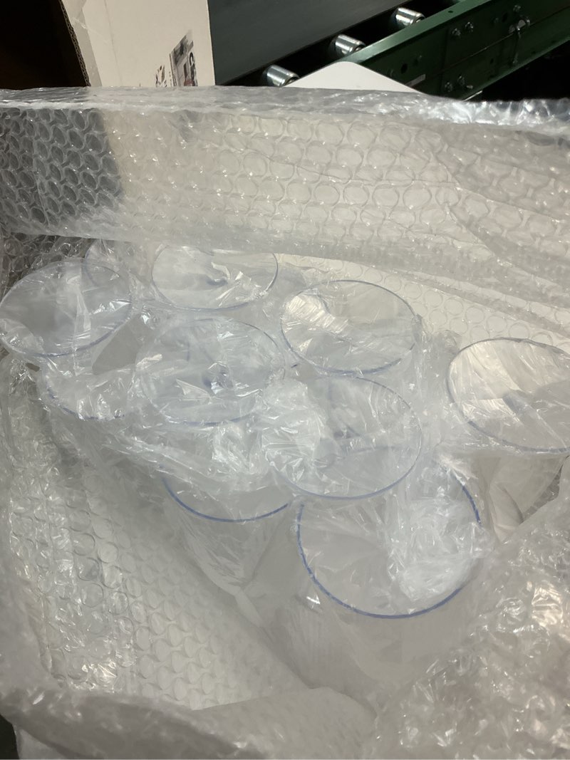 Condition photo showing Good Condition for Ciaell 12 PCS Plastic Ribbed Wine Glasses - 10 OZ Plastic Square Wine Glasses with Stem - Disposable Champagne Cups for Parties & Weddings & Party Clear 10 Oz