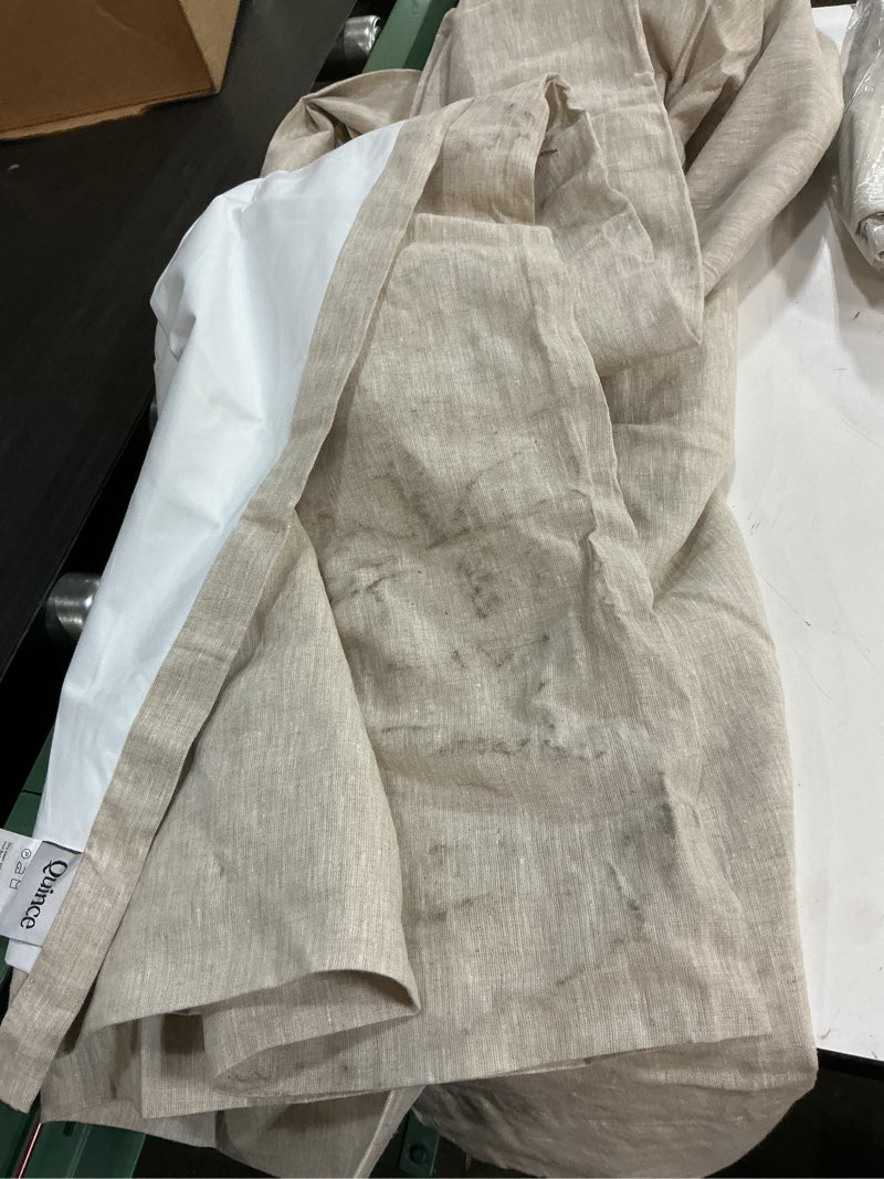 Condition photo showing As Is for quince raw silk room darkening curtain color sand, set of 1, 48*96 inch