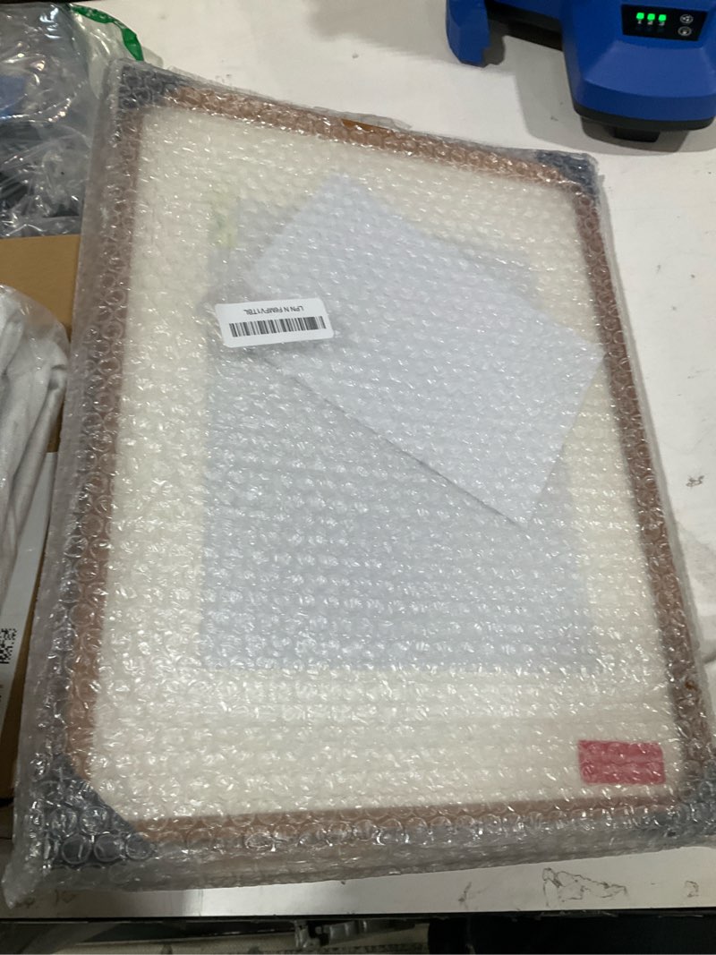Condition photo showing As Is for natural wood photo frames inspired tabletop picture frame with mat, vertical or horizontal display (teak, 12x16 matted to 8.5x11) teak 12x16 matted to 8.5x11