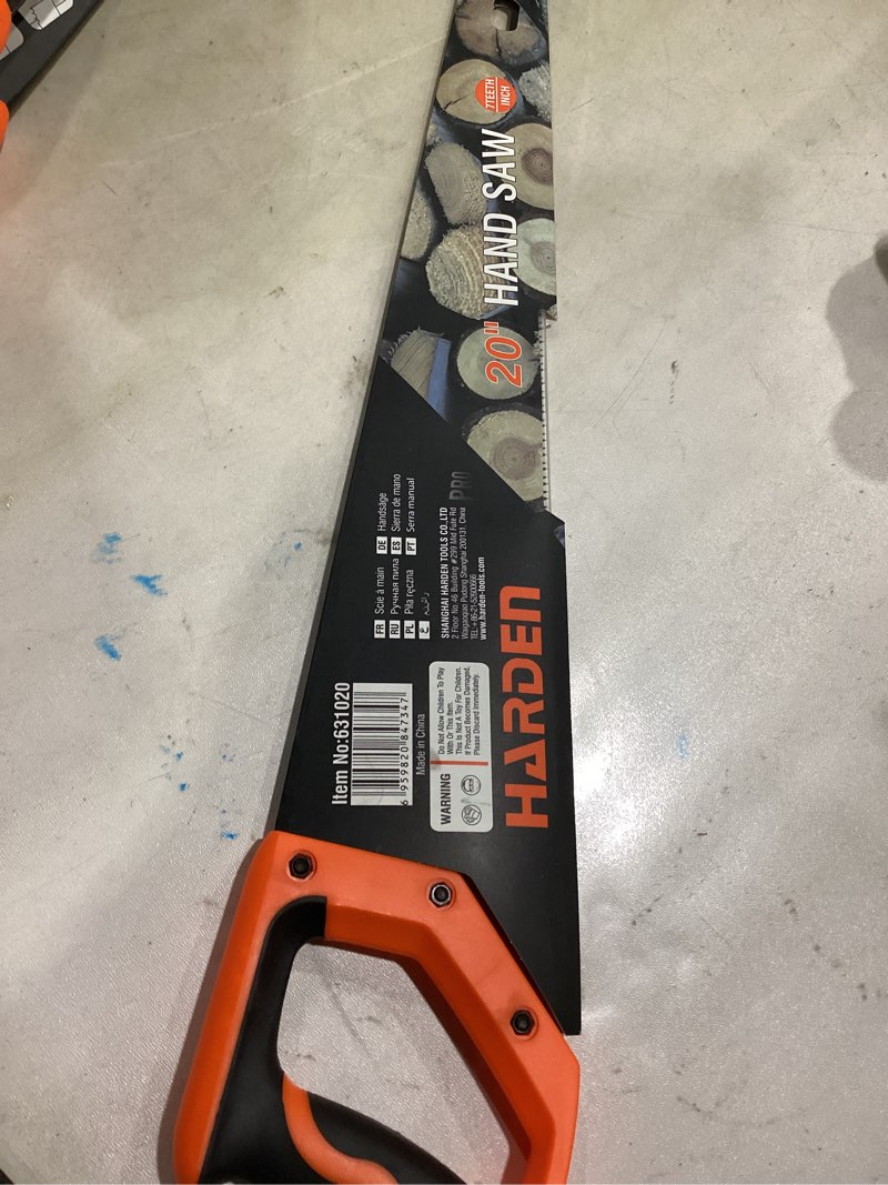 Condition photo showing Good Condition for harden 20" hand saw – heavy-duty high-carbon steel blade, ultra-sharp hardened teeth, double-sided ground for faster cutting, soft tpr handle – ideal for woodworking & carpentry 20 inches