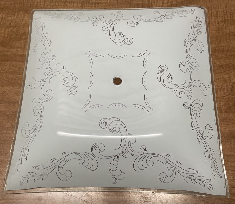 (( 4 Pack )Vintage 1970s-1980s White W/Scrolling Glass Ceiling Light Shade 12in