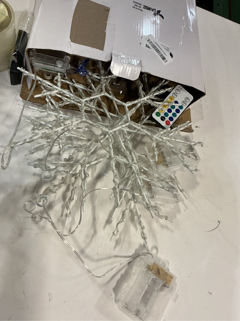 Condition photo showing Good Condition for Tuanse 4 Pcs Christmas Silhouette Window Lights Christmas Snowflake Lights with Remote Control LED Lighted Snowflake Decorations Xmas for Window Wall (White) 4 White