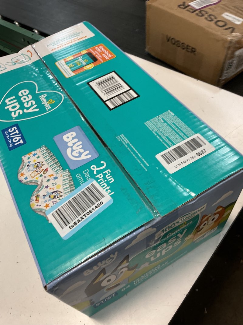 Condition photo showing New/Like New for pampers training pants - easy ups boys & girls bluey - size 5t-6t, 84 count, children's potty underwear (packaging may vary) 5t-6t 84