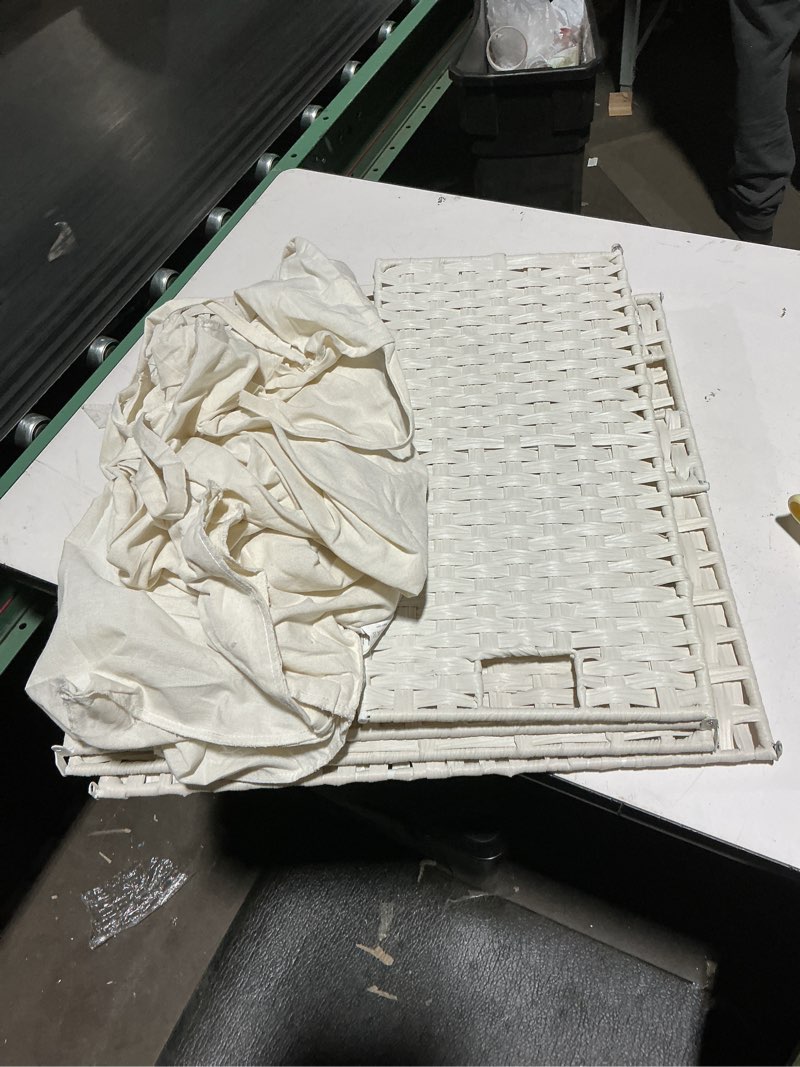 Condition photo showing New/Like New for SONGMICS Laundry Hamper with Lid, 110L Clothes Hamper with 2 Removable Liner Bags, 6 Mesh Bags, Wicker Laundry Basket, Double Laundry Hamper for Bathroom, 13 x 22.4 x 23.6 Inches, Gray ULCB52WG