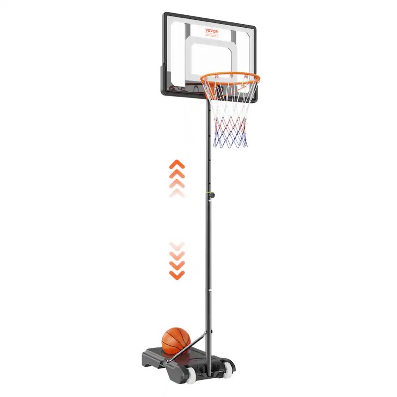vevor - basketball hoop, 5-7 ft adjustable height portable backboard system, 32 inch basketball hoop & go