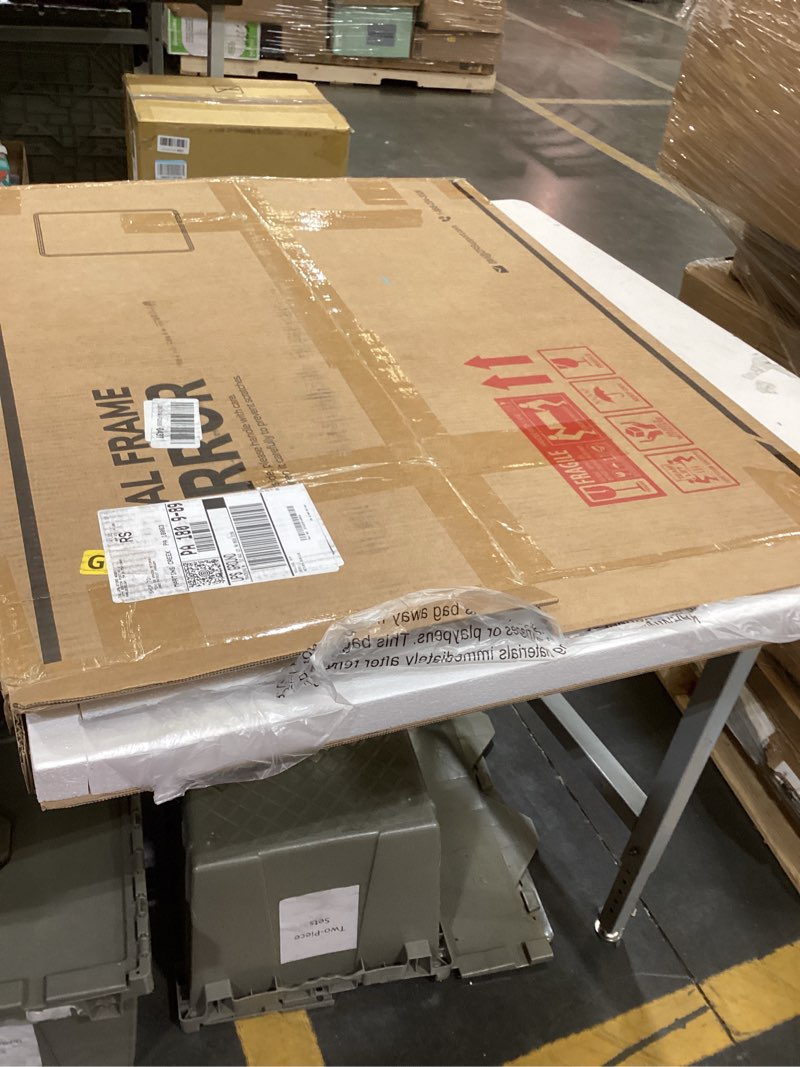 tetote brushed nickel bathroom mirror 24 x 30 beveled edge tempered glass, rounded corner rectangle 