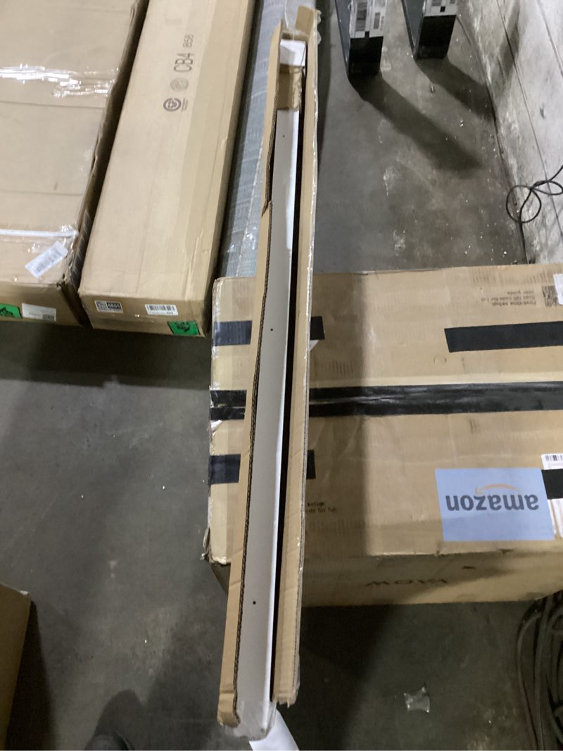 Condition photo showing Good Condition for Floating Picture Ledge Shelves for Wall Set of 2, 84 Inches Picture Ledge Shelf with Long Large Nursery Book Shelf for Toys Storage Kids Bookshelf Wall Mounted Living Room Bedroom Decor Frames, White Picture Ledge Shelves,white 84", Set of 2