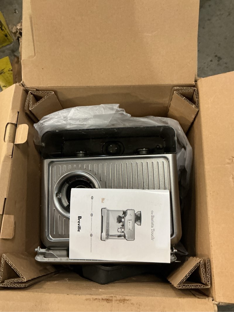 Condition photo showing As Is for breville barista touch espresso machine bes880bss, brushed stainless steel
