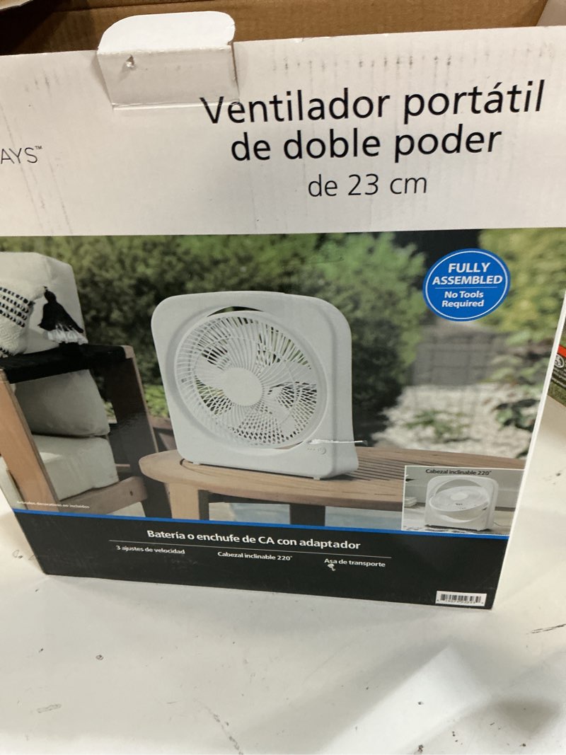 Condition photo showing As Is for mainstays 9" portable fan white