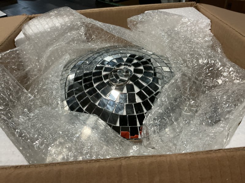 Condition photo showing Good Condition for 16 inch disco ball decor mirror ball hanging for party decration dj club stage bar wedding, silver
