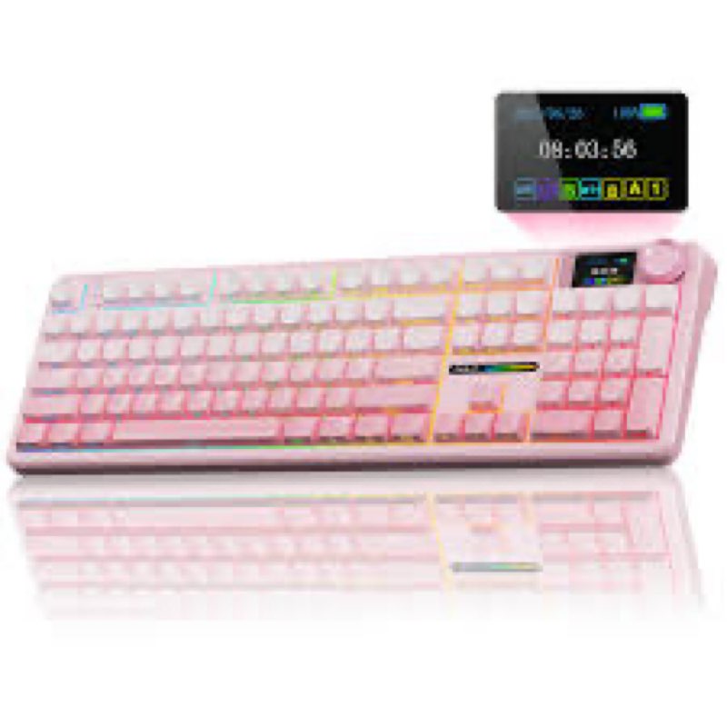 AULA F108 PRO - Wireless Mechanical Keyboard with Screen & Knob,Full Size Keyboard with 8000mAh Batt
