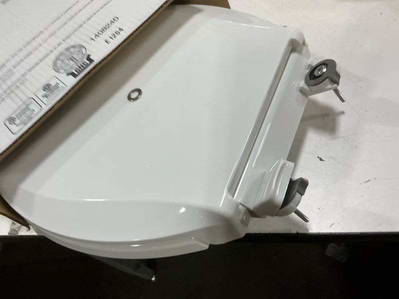 Condition photo showing New/Like New for kohler 4636-rl-0 cachet readylatch elongated toilet seat slow close, soft close toilet seat quiet lid, contoured grip-tight bumpers installation hardware, apartment essentials, white white elongated ready latch