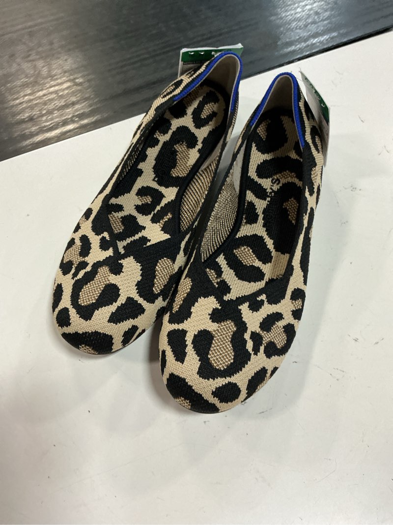 Condition photo showing Good Condition for rothys the flat in desert cat womens size 8.m leopard capsule comfort classic