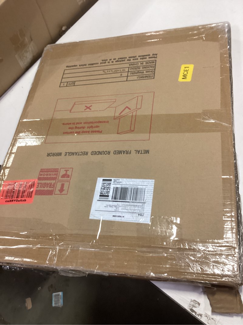 Condition photo showing New/Like New for 16x20 inch Brushed Bronze Bathroom Mirror for Wall,Rounded Rectangle Mirror for Bathroom, Anti-Rust Frame & Tempered Glass, Horizontal/Vertical Wall Mounted or Horizontal 20" x 16" Brushed Bronze