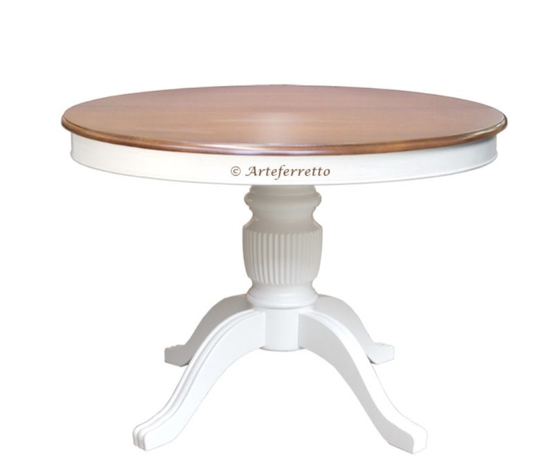 Incomplete only leg)Bicolor round table, extendable table 100-140 cm, Stub jcollection