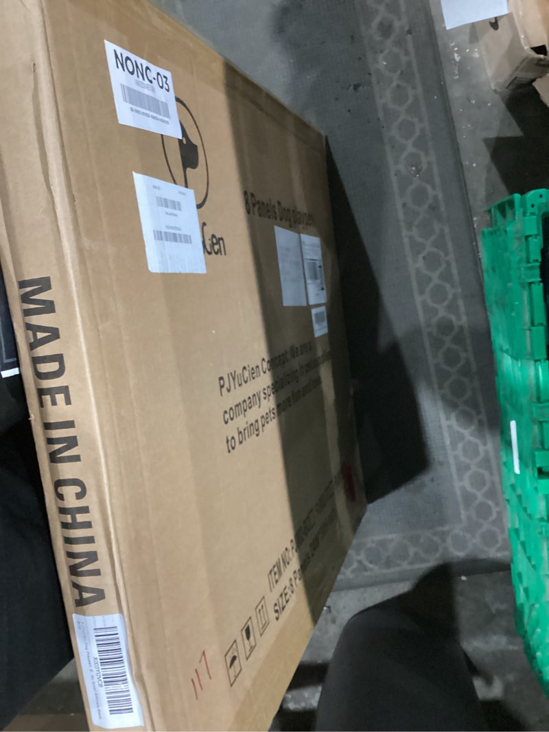 Condition photo showing Good Condition for PJYuCien Dog Playpen, 8 Panels 30’’H Dog Pens Indoor with Bottom Pad and Top Cover, Metal Foldable Pet Puppy Exercise Fence Crate Kennel, Better for Small Animals,Black Black 30"H Playpen+Bottom+Top Cover