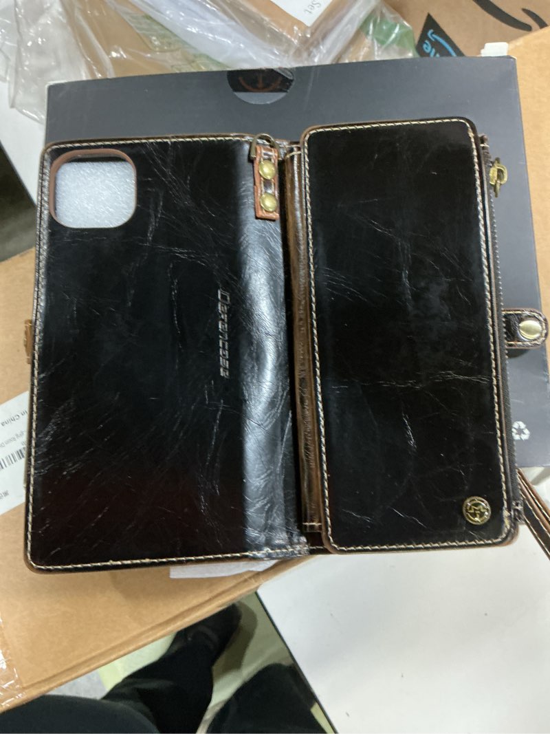 Condition photo showing Good Condition for Defencase Compatible with iPhone 14 Plus Case Wallet with RFID Blocking Card Holder for Women Men, Soft PU Leather Magnetic Snap Flip Zipper Strap Wallet Phone Case Fit for iPhone 14 Plus 6.7", Coffee iPhone 14 Plus - 6.7" Coffee