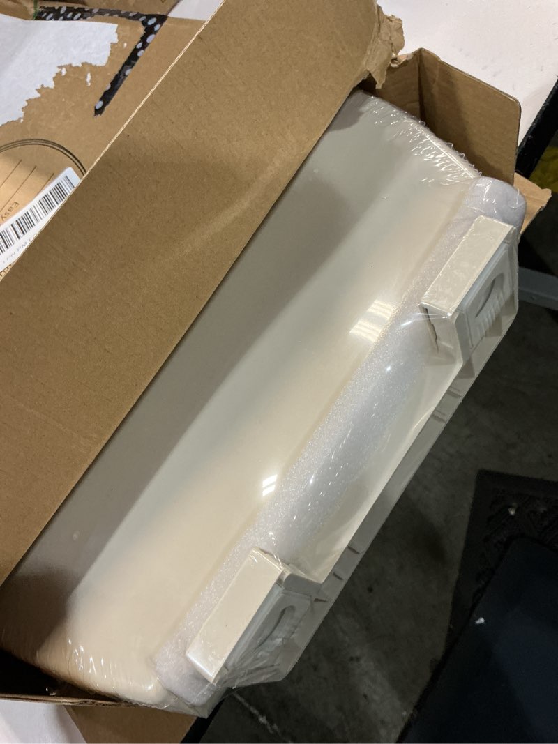 Condition photo showing New/Like New for toilet seat round 16.5 inch with quick release-quick connect, round toilet lid with soft close. pp material safe, easy clean and install, sturdy accessories never loosen,2 years support, almond almond round 16.5inch & quick-release
