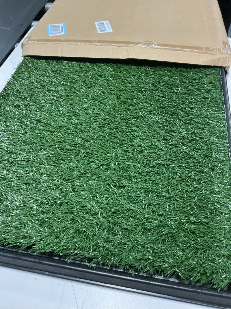 Condition photo showing Good Condition for Artificial Grass Puppy Pee Pad for Dogs and Small Pets - 20x30 Inch, Reusable 3-Layer Turf Pads for Dogs with Tray - Indoor and Outdoor Fake Grass Potty Pet Supplies by PETMAKER