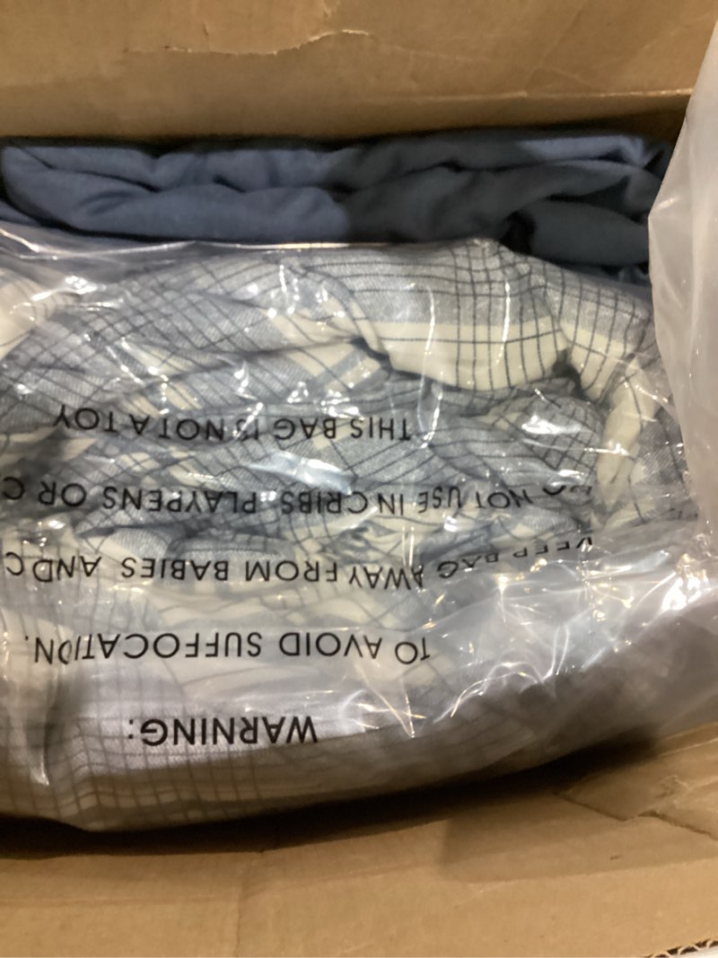 Condition photo showing Good Condition for Twin XL Comforter Set, Blue Grey Plaid Bedding Set 5 Piece for Boys Girls Teen, Classic Homestead-Style Kids Comforter Set Bed in A Bag with Sheets, Pillowcase & Sham Blue Grey Twin XL Size 5 Pieces