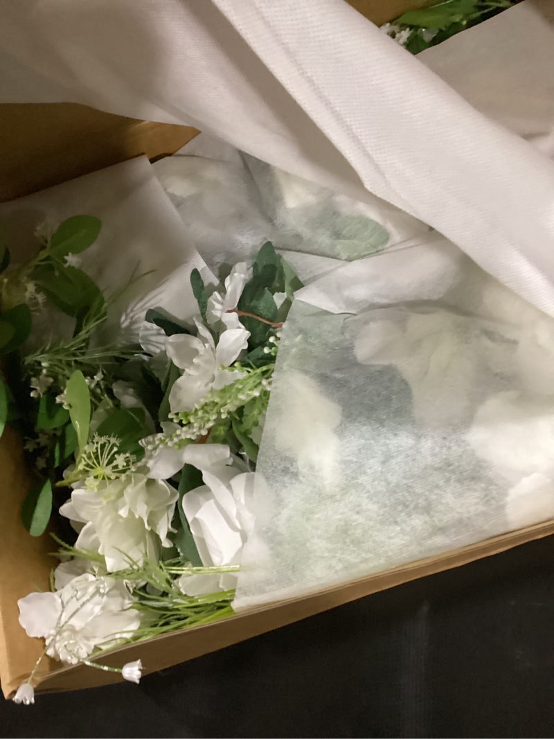 Condition photo showing Good Condition for ling's moment 17.5" tall free standing artificial flowers arrangements 2 pcs wedding aisle runner chair decorations lily white green centerpieces for ceremony reception rose floral floor party outdoor wht- lily of the valley white