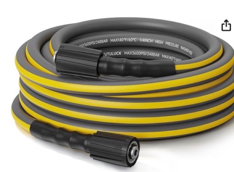 flexible pressure washer hose 25ft, 1/4'' kink resistant 3600 psi power washer hose replacement for electric pressure washers