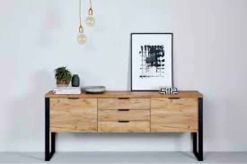 Jahnke Loop SB 180 Sideboard with 2 Doors and 3 Drawers, 180 x 39.5 x 76.2 cm, Oak Vintage Effect