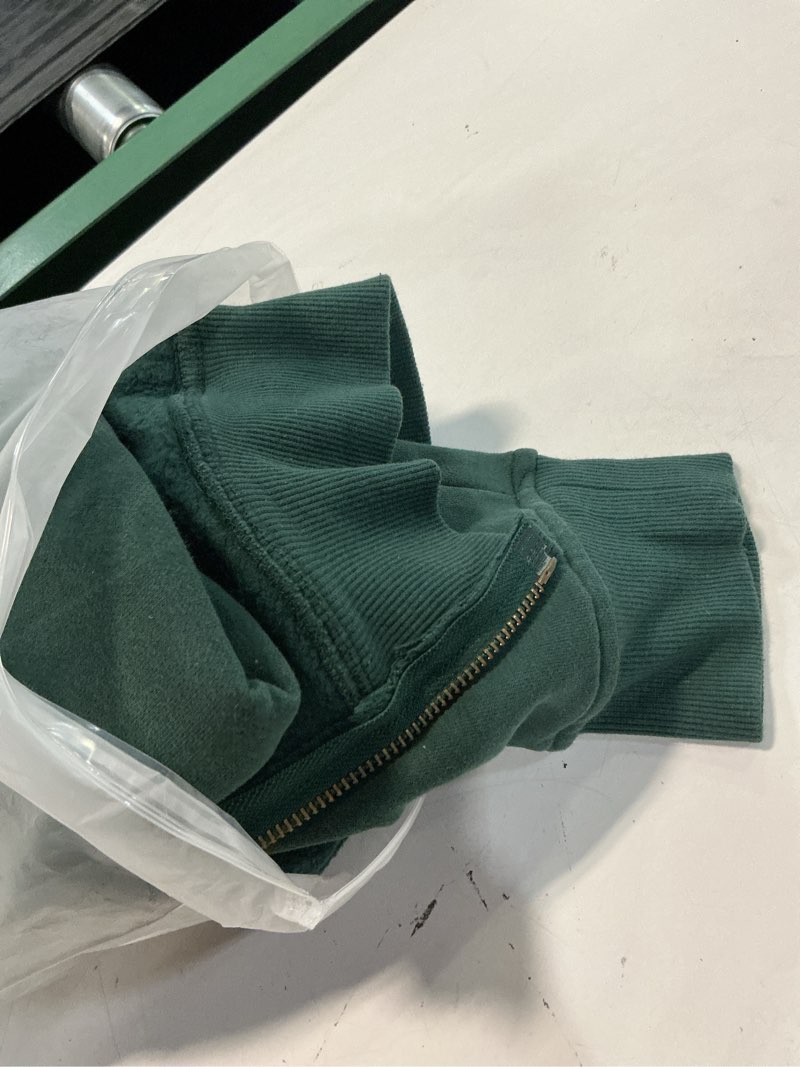 Condition photo showing Good Condition for faiable mens womens double zip up hoodie oversized acid wash heavyweight fleece cotton zipper hoodie vintage dark green x-large