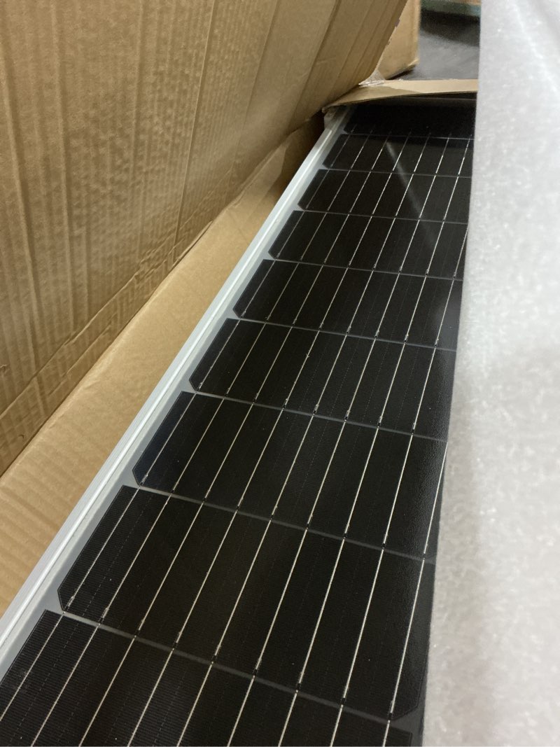 Condition photo showing As Is for eco-worthy 200 watt bifacial solar panel 2pcs 100 watt monocrystalline solar panel module off grid pv power for home, camping, boat, shed farm, rv,12v/24v battery 2 pack bifacial solar panel