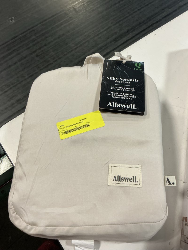Condition photo showing New/Like New for allswell 4-piece soft & silky serenity 100% tencel™ bed sheets set, tan, queen