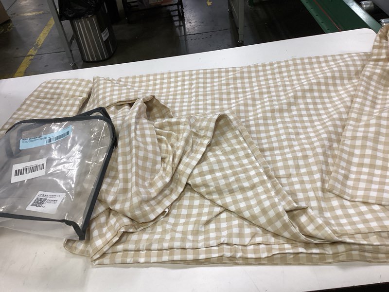 Condition photo showing New/Like New for yard barton vichy box duvet cover set - 100% cotton reversible oxford pillowcases soft and breathable premium bedding (biscuit - double - 200 x 200 cm)