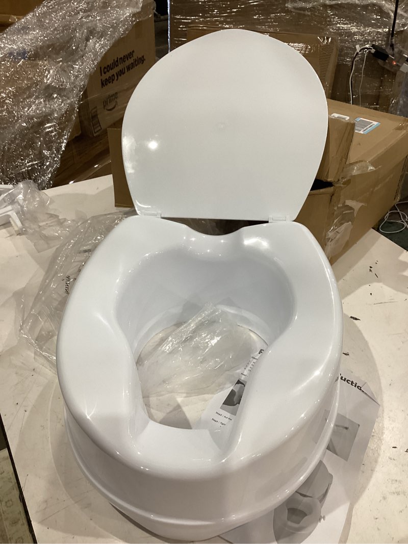 Condition photo showing Good Condition for pepe mobility - raised toilet seat for seniors 4 inch (fits round and elongated up to 15"), lid - handicap riser