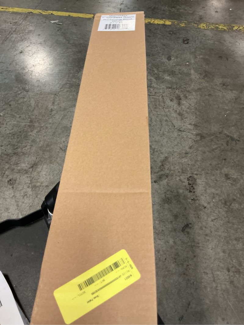 Condition photo showing New/Like New for mainstays 1" cordless room darkening vinyl blinds, white, 27"w x 48"l
