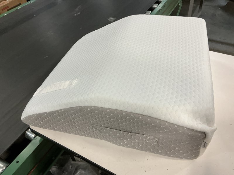 Condition photo showing As Is for Leg Pillow Elevation Blood Circulation, Leg Wedge for Elevation for Swelling, Leg Elevating Pillow for After Surgery, Memory Foam Foot Knee Pillow for Back Sleeping 23.6×16.8×8 Inch White/Grey 23.6*16.8*8 Inch White/Grey