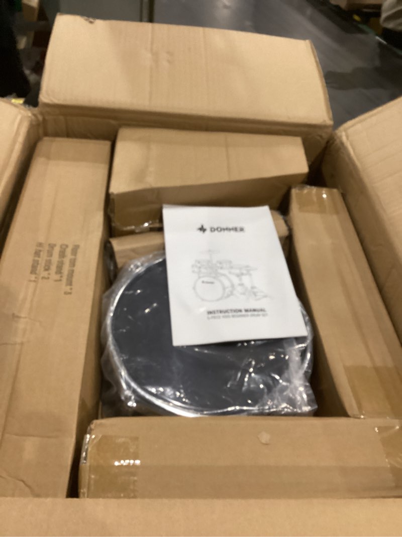 Condition photo showing Good Condition for Kid Drum Sets-Donner 5-Piece for Beginners, 14 inch Full Size Complete Junior Drum Kit with Adjustable Throne, Cymbal, Hi-Hat, Pedal & Drumstick, Metallic Black