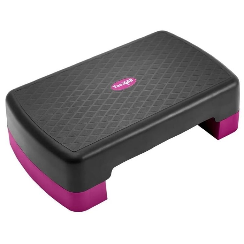 Yes4All 18.9" Aerobic Exercise Step Platform with 2 Risers, Adjustable Height Workout Stepper 3" 5.1" for Home Gym - Black/Purple