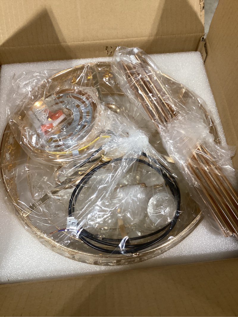Condition photo showing As Is for Modern Crystal Chandelier, Farmhouse Ceiling Light, Flush Mount Light Fixture,11.8W x 9H inches, 4-Layer K9 Crystal, Indoor Ceiling Light Pendant for Bedroom, Hallway, Closet (Gilded Antique)
