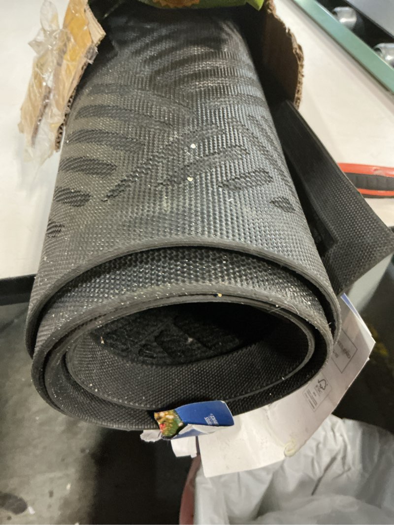 Condition photo showing As Is for Front Door Mat, Heavy Duty Indoor Outdoor Doormat, 60" x 48" Low Profile Outdoor Mats for Home Entrance, Stain and Fade Resistant Welcome Mat Ideal for High Traffic Area, Diamond Black 4' x 5' (Rectangular) Black Diamond