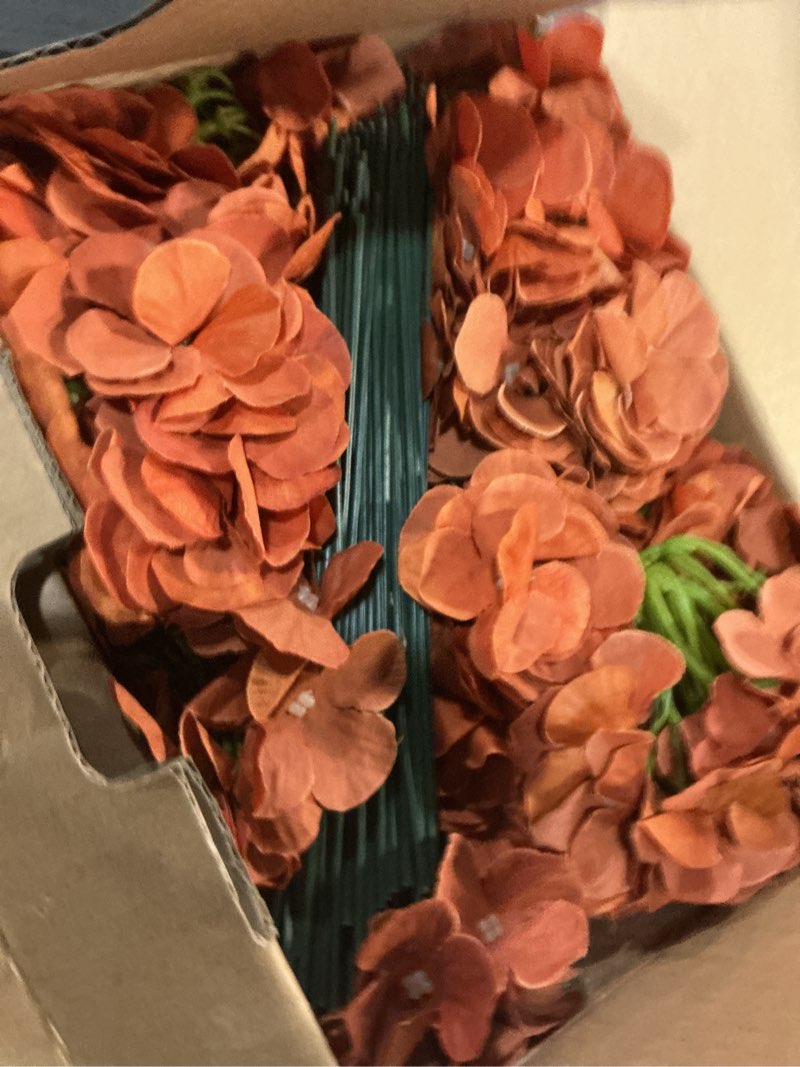 Condition photo showing Good Condition for aviviho 65pcs fake flowers burnt orange hydrangea artificial flowers bulk (not squished, no steaming need) silk flowers with stems for wedding decor,home,baby shower,table centerpieces decoration medium burnt orange 65