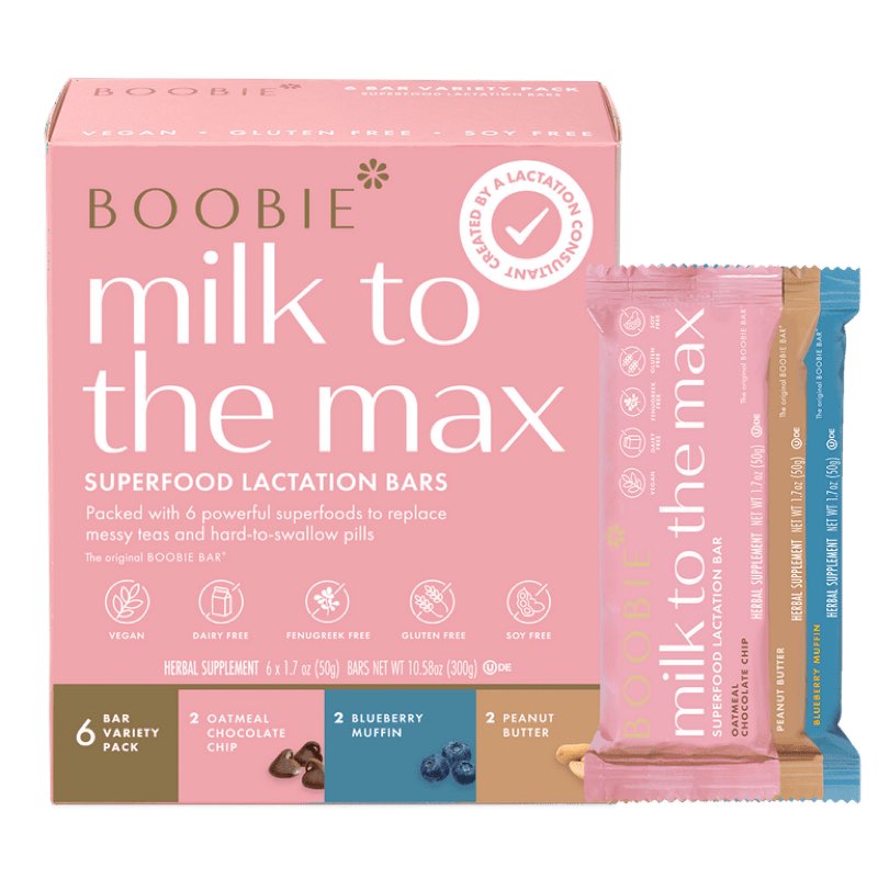 (bb:03.12.26)boobie superfood breastfeeding bars supporting a healthy milk supply, variety pack, (1.7 ounce bar, 6 count)