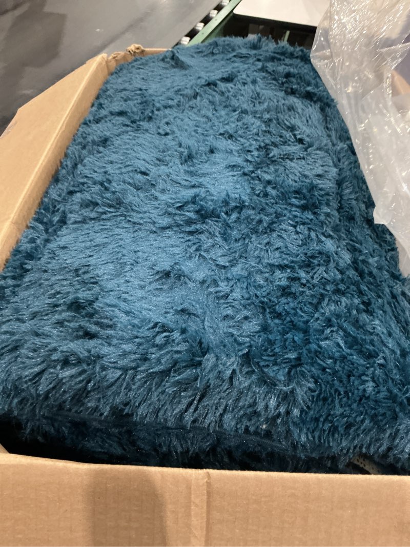 Condition photo showing Good Condition for dweike fluffy navy blue rugs for bedroom living room, 8x10 large soft plush shaggy dark blue girls boys kids rug, non-slip and machine washable carpet for dorm nursery classroom decor 8 ft x 10 ft navy blue