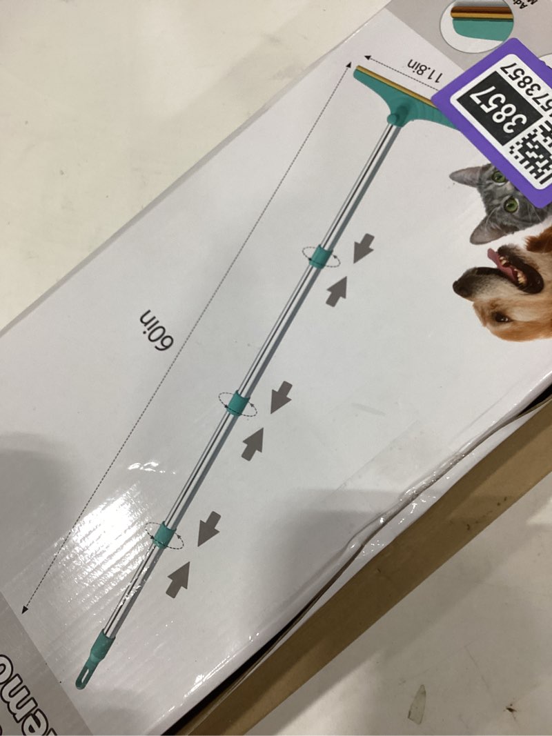 Condition photo showing New/Like New for Carpet Rake for Pet Hair Removal - Reusable Pet Hair Remover, 60” Adjustable Long Handle Cat Dog Carpet Rake Scraper with Patented Design, Dog Hair Rake Brush for Rugs, Mats 60” Blue