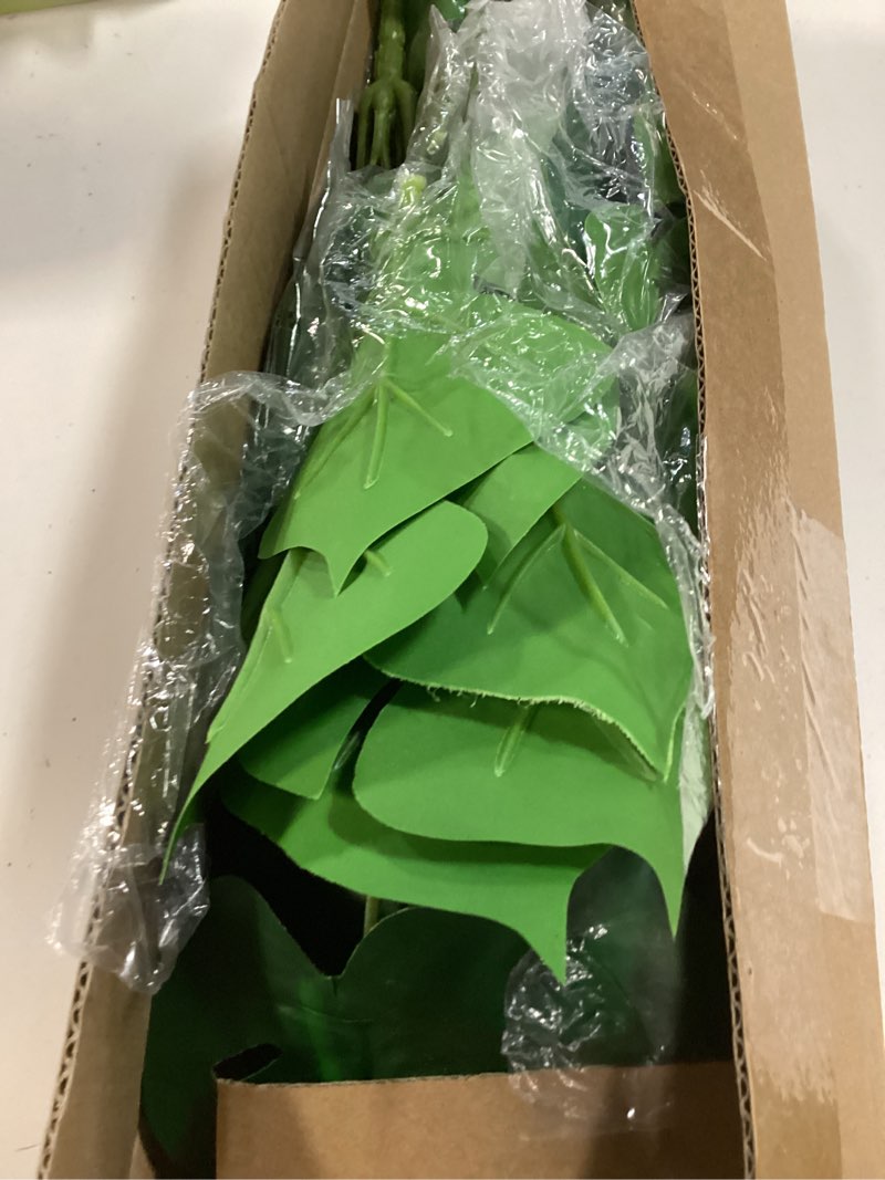 Condition photo showing Good Condition for recutms 6 bundles fake plants artificial tropical palm leaves tree faux monstera shrubs green plant turtle leaf stems uv resistant greenery indoor outdoor home garden office bouquet filler decor palm plants tree 6pcs 14 inch