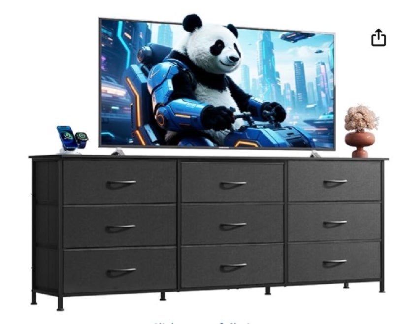 wlive 63''w dresser for bedroom, black dresser tv stand for 65, 70, 75 inch tv, wide chest of drawer