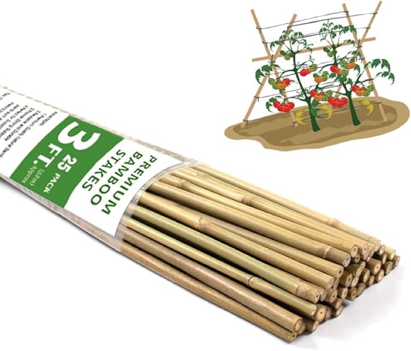 bamboo stakes,3ft natural bamboo garden stakes,bovitro 25pcs bamboo plant stakes,bamboo sticks for t