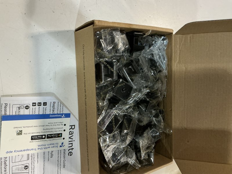 Condition photo showing New/Like New for ravinte 30 pack matte black square kitchen cabinet knobs,zinc solid drawer pulls,farmouse cabinet handles for cupboard, dresser, closet and bathroom, modern cabinet hardware for cabinets black 30