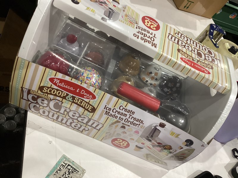 Condition photo showing Good Condition for Melissa & Doug Wooden Scoop and Serve Ice Cream Counter (28 pcs) - Play Food and Accessories - Pretend Food Toys, Ice Cream Shop Toys For Kids Ages 3+