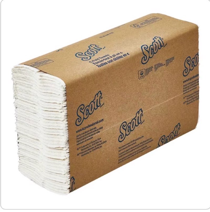  Scott® Folded Paper Towel 10.12X13.15 IN White C-Fold 200 Count/Pack 12 Packs/Case 2400 Count/Case