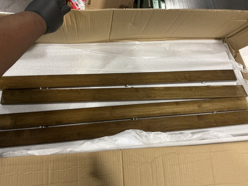 Condition photo showing Good Condition for wire shelf covers,36" w x 16" d,4pcs,walnut | bamboo wire rack covers for pantry and closet,tool-free,snap-on,dnuable walnut 36"w x 16"d 4